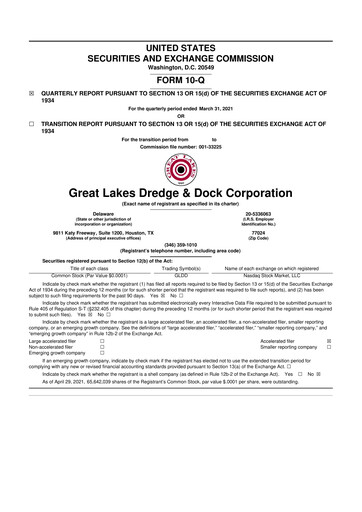 Thumbnail Great Lakes Dredge & Dock Corp. 10-Q Quarterly Report FY 