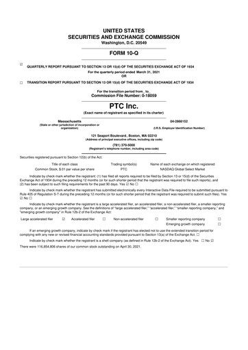 Thumbnail PTC 10-Q Quarterly Report FY2021 