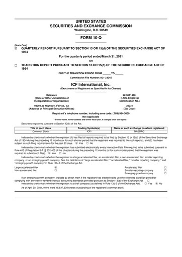Thumbnail ICF International 10-Q Quarterly Report FY 