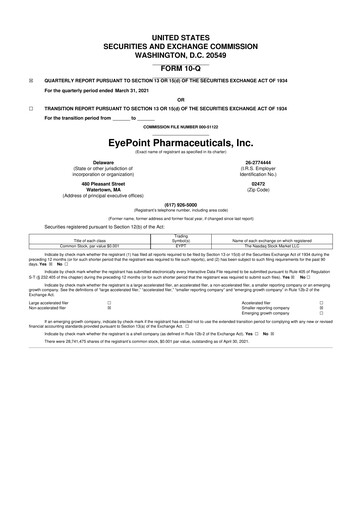 Thumbnail EyePoint Pharmaceuticals
 10-Q Quarterly Report FY2021 
