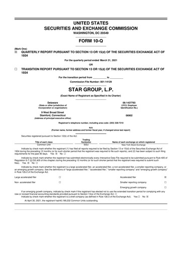 Thumbnail Star Group 10-Q Quarterly Report FY2021 