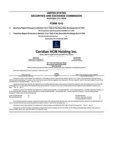 Miniature Dayforce 10-Q Rapport trimestriel  