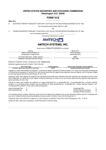 Thumbnail Amtech Systems 10-Q Quarterly Report FY 