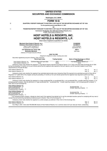Thumbnail Host Hotels & Resorts
 10-Q Quarterly Report FY2021 