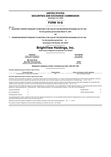 Thumbnail BrightView
 10-Q Quarterly Report FY2021 