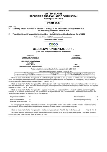 Thumbnail CECO Environmental
 10-Q Quarterly Report FY2021 
