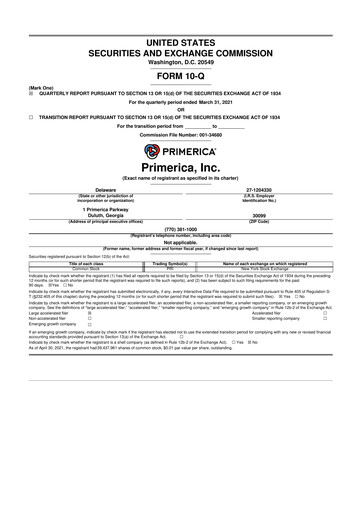 Vorschaubild Primerica
 10-Q Quartalsbericht 2021 