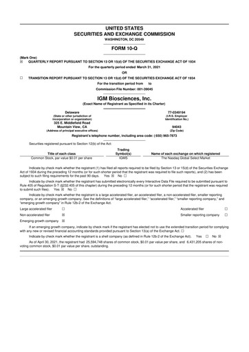 Thumbnail IGM Biosciences 10-Q Quarterly Report FY2021 