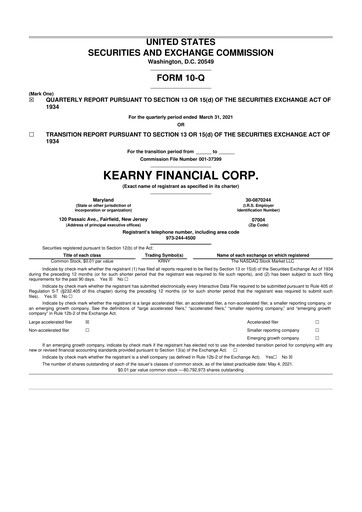 Thumbnail Kearny Financial
 10-Q Quarterly Report FY2021 