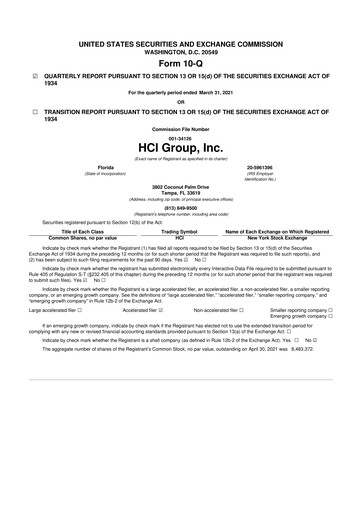 Thumbnail HCI Group
 10-Q Quarterly Report FY2021 