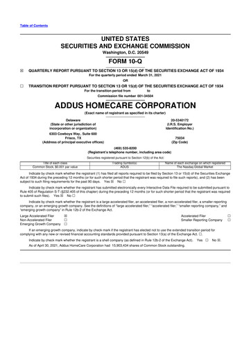 Vorschaubild 
Addus HomeCare 10-Q Quartalsbericht  