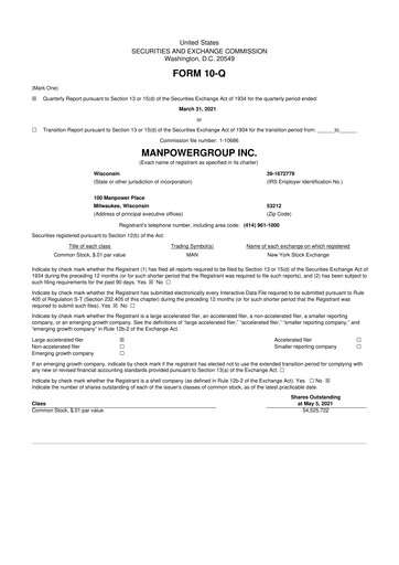 Thumbnail ManpowerGroup 10-Q Quarterly Report FY2021 