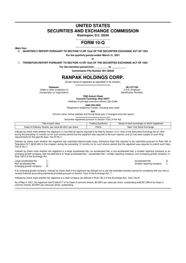 Thumbnail Ranpak 10-Q Quarterly Report FY2021 