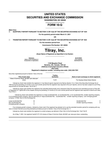 Thumbnail Tilray Brands
 10-Q Quarterly Report FY 