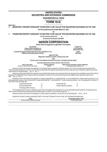 Thumbnail Geron 10-Q Quarterly Report FY2021 