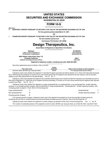Thumbnail Design Therapeutics 10-Q Quarterly Report FY2021 