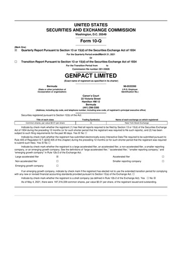 Vorschaubild Genpact 10-Q Quartalsbericht 2021 