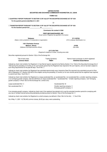 Thumbnail First Mid Bancshares 10-Q Quarterly Report FY2021 