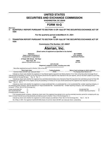 Thumbnail Aterian 10-Q Quarterly Report FY2021 