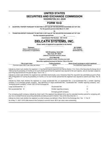 Vorschaubild Delcath Systems 10-Q Quartalsbericht 2021 