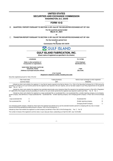 Thumbnail Gulf Island Fabrication
 10-Q Quarterly Report FY 