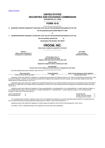 Thumbnail Vroom 10-Q Quarterly Report FY2021 