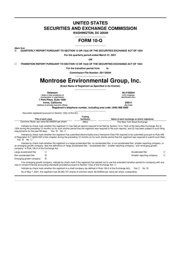 Miniature Montrose Environmental 10-Q Rapport trimestriel 2021 