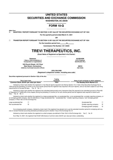 Thumbnail Trevi Therapeutics 10-Q Quarterly Report FY2021 