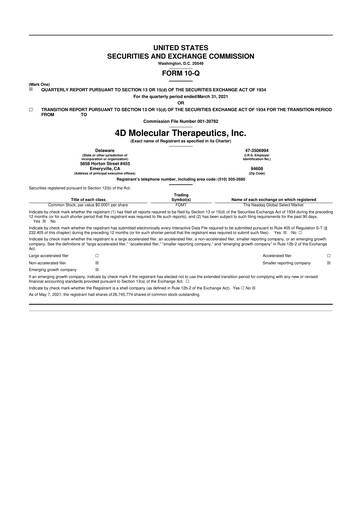 Thumbnail 4D Molecular Therapeutics 10-Q Quarterly Report FY2021 