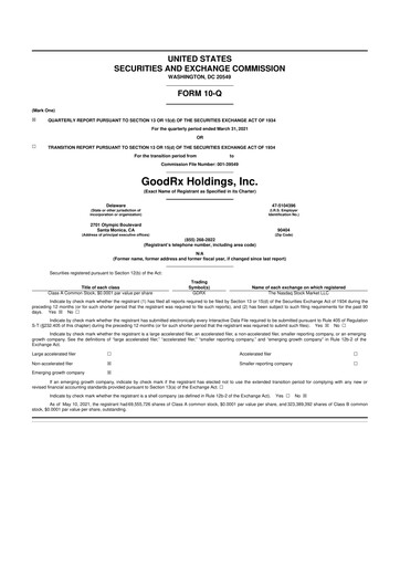 Thumbnail GoodRx 10-Q Quarterly Report FY2021 