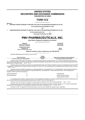 Thumbnail PMV Pharmaceuticals 10-Q Quarterly Report FY2021 