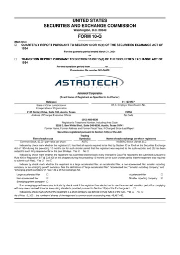 Miniature Astrotech 10-Q Rapport trimestriel 2021 