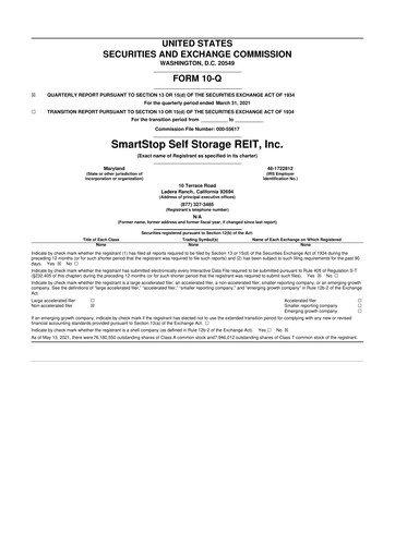 Vorschaubild SmartStop Self Storage REIT 10-Q Quartalsbericht 2021 