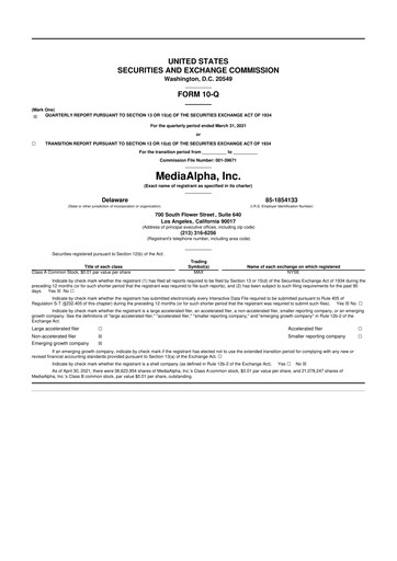 Thumbnail MediaAlpha 10-Q Quarterly Report FY2021 