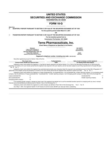 Thumbnail Terns Pharmaceuticals 10-Q Quarterly Report FY2021 