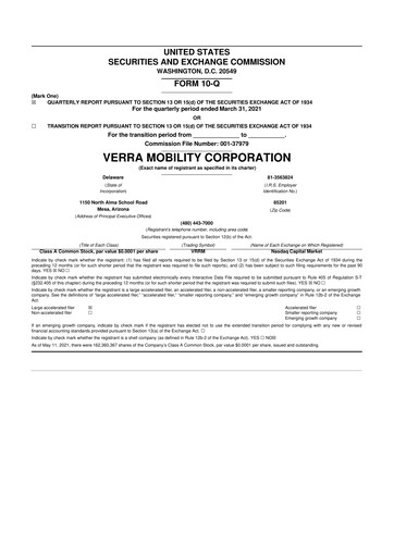 Thumbnail Verra Mobility 10-Q Quarterly Report FY2021 