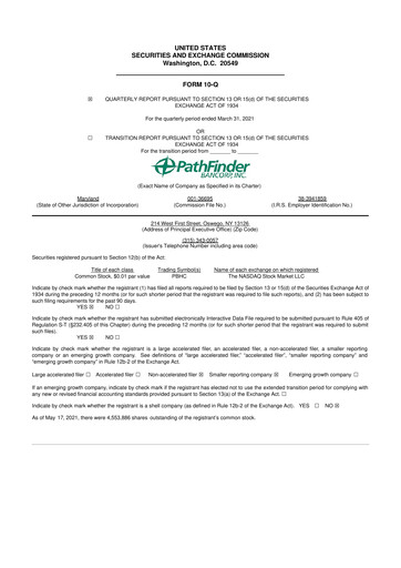 Miniature Pathfinder Bancorp 10-Q Rapport trimestriel 2021 