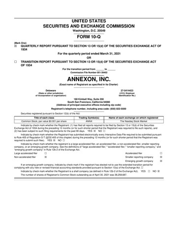 Thumbnail Annexon 10-Q Quarterly Report FY2021 