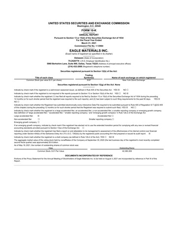 Thumbnail Eagle Materials
 10-K Annual Report 2021