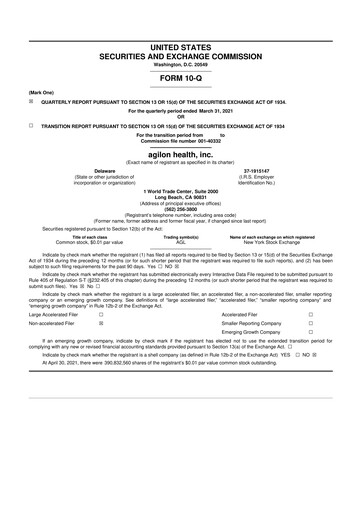 Thumbnail Agilon Health 10-Q Quarterly Report FY2021 