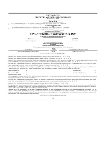 Thumbnail Advanced Drainage Systems
 10-K Annual Report 2021