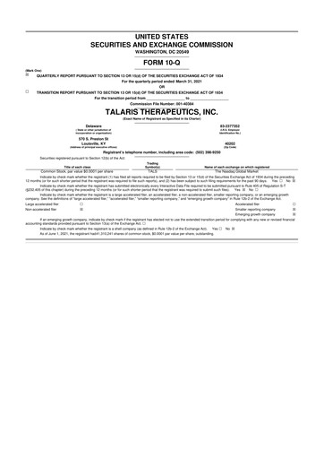 Thumbnail Tourmaline Bio 10-Q Quarterly Report FY2021 