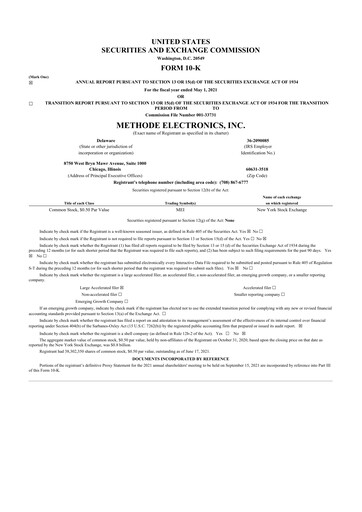 Thumbnail Methode Electronics
 10-K Annual Report 2021