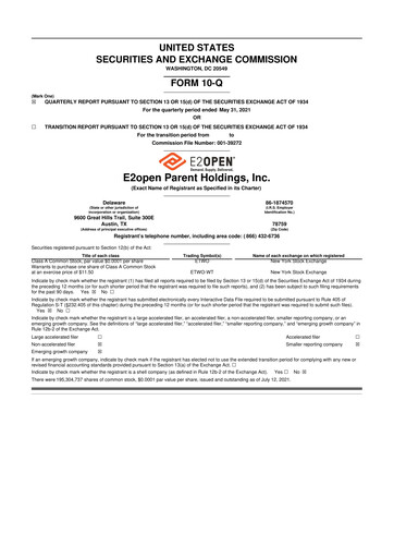 Miniature e2open 10-Q Rapport trimestriel 2021 