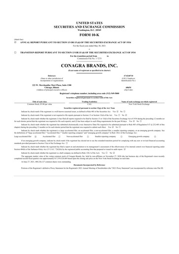 Thumbnail Conagra Brands
 10-K Annual Report 2021