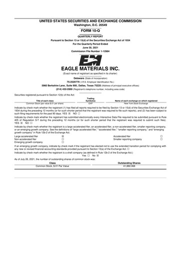 Thumbnail Eagle Materials
 10-Q Quarterly Report FY 