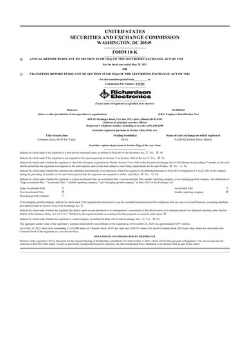 Thumbnail Richardson Electronics 10-K Annual Report 2021