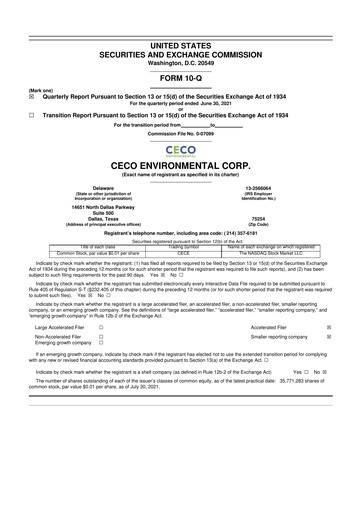 Thumbnail CECO Environmental
 10-Q Quarterly Report FY2021 