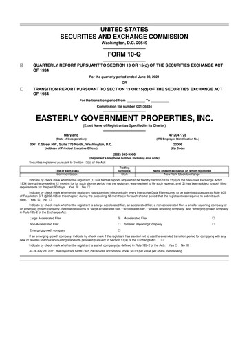Thumbnail Easterly Government Properties 10-Q Quarterly Report FY2021 