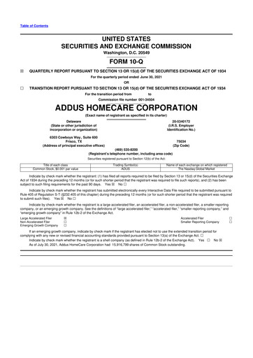 Vorschaubild 
Addus HomeCare 10-Q Quartalsbericht 2021 